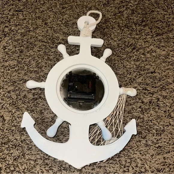 NWOT Nautical Blue and White Anchor Wall Clock - Picture 3 of 10